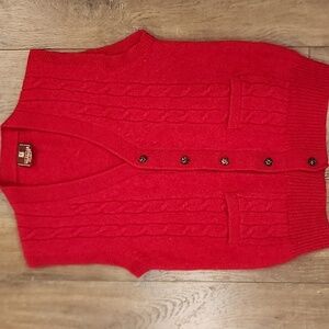 Vintage Nordstrom Scottish Sheltand Wool Vest Cable Knit Red Academia size Med